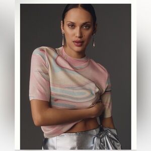 NWT Anthropologie shirt sleeve printed sweater, S